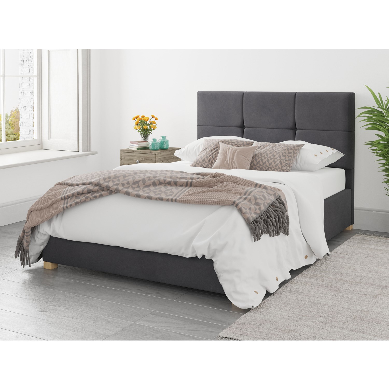 Read more about Dark grey velvet double ottoman bed farringdon aspire